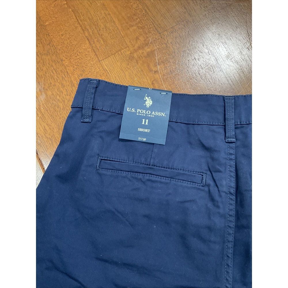 New U.S. Polo Assn Chino Shorts Women 11 Navy Blue Stretch Casual Mid Rise - Picture 10 of 15